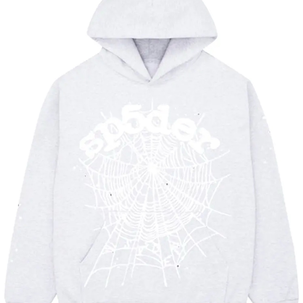 Gray Hoodie with Spider Web Design Large